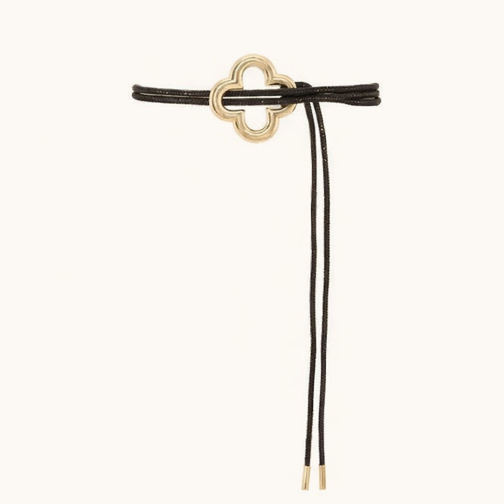 Clover Rhinestone Black Rope Belt - Picture 3 of 4